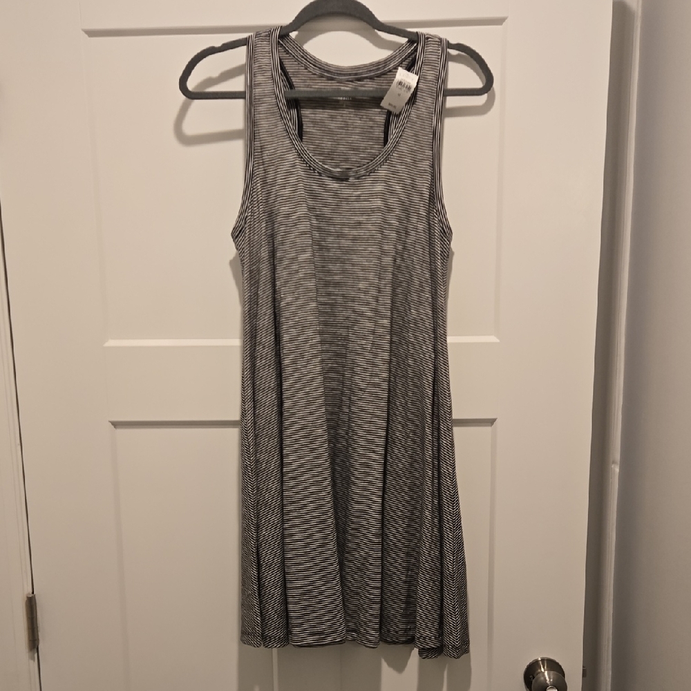 Loft Gray Striped Sleeveless Dress